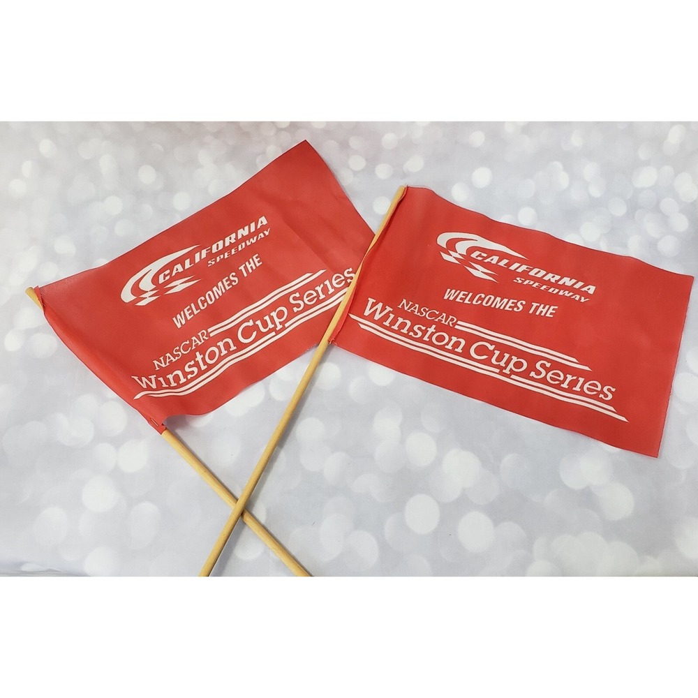 Vintage Nascar Winston Cup Series California Speedway Red Flags. Lot Of 2.